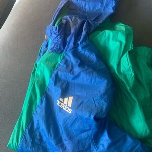 Adidas Blue and Green Windbreaker Jacket
